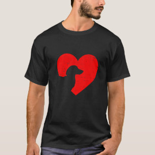 Valentinstag Retro Herz Dackel Hund Welpe Lo T-Shirt
