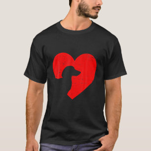 Valentinstag Retro Herz Dackel Hund Welpe Lo T-Shirt