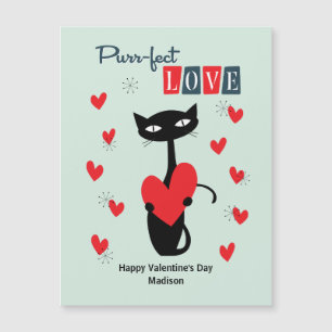 Valentinstag Retro Mitte des Jahrhunderts Katze Magnetkarte