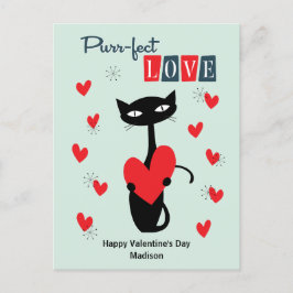 Valentinstag Retro Mitteljahrskatze Feiertagspostkarte