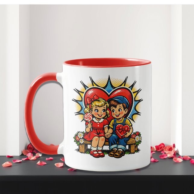 Valentinstag | Retro-Pop-Art Personalisiert Tasse (Von Creator hochgeladen)