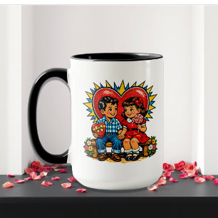 Valentinstag Retro-Pop-Art Personalisiert Tasse