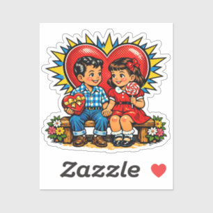 Valentinstag Retro Pop Art Vintage Aufkleber