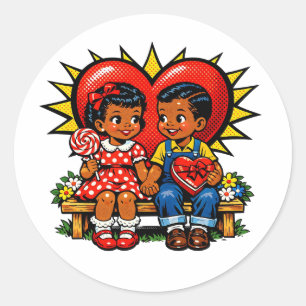 Valentinstag Retro-Pop-Art Vintage Runder Aufkleber