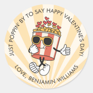 Valentinstag Retro-Popcorn Favor Geschenk von name Runder Aufkleber