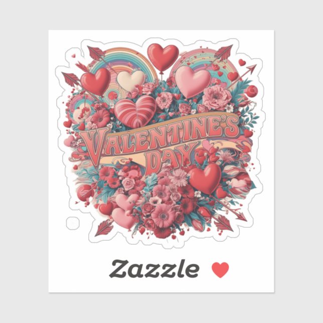 Valentinstag, Retroclipart Aufkleber (Blatt)