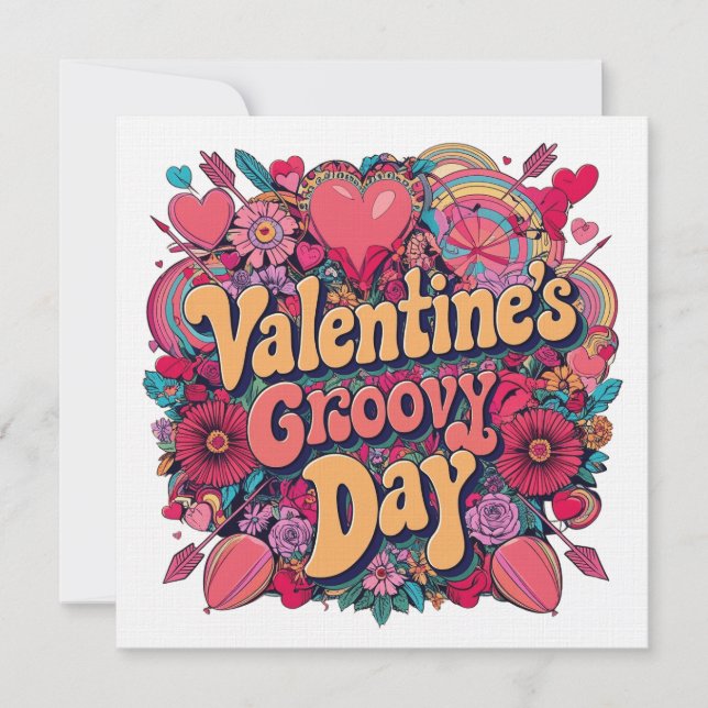 Valentinstag, Retroclipart Einladung (Vorderseite)