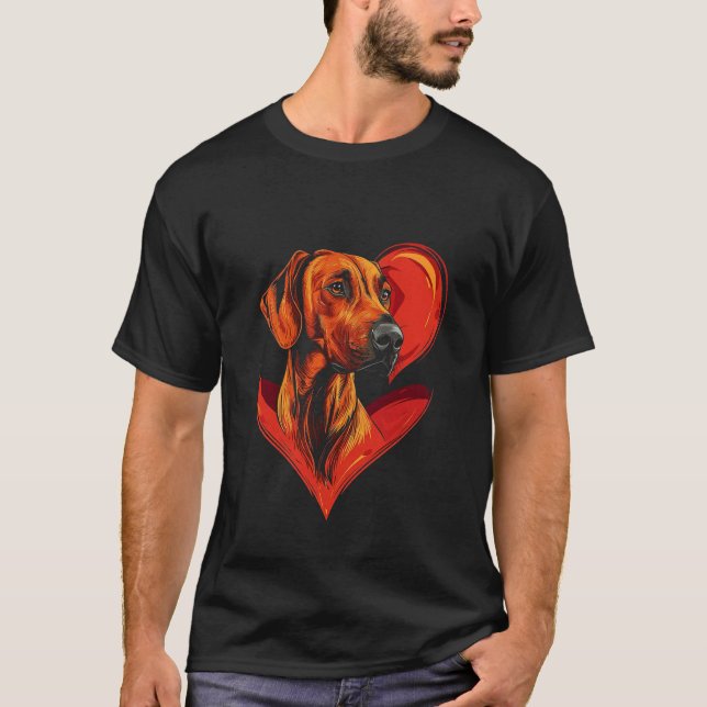 Valentinstag Rhodesian Ridgeback Hund T-Shirt (Vorderseite)