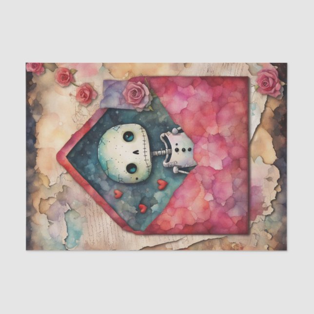 Valentinstag Robot Decoupage Seidenpapier (Vorderseite)