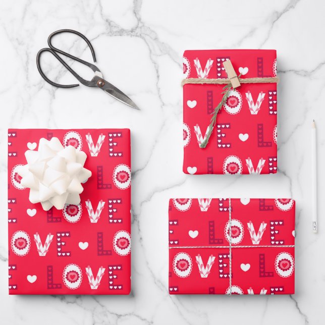 Valentinstag Romantik Liebe Liebe Liebe Geschenkpapier Set (Vorderseite)