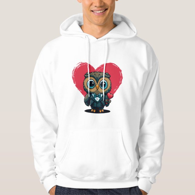 Valentinstag Romantik mit Adorable Owl Groom Hoodie (Vorderseite)