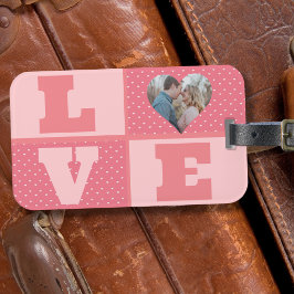 Valentinstag Romantische rosa Liebe Foto Gepäckanhänger