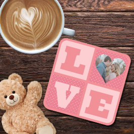 Valentinstag Romantische rosa Liebe Foto Getränkeuntersetzer