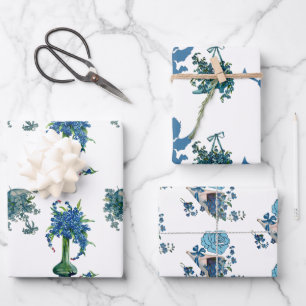 Valentinstag Romantische Rose Cupid Blue Blume Kun Geschenkpapier Set
