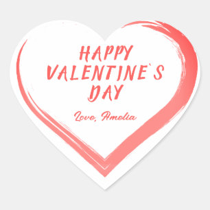 Valentinstag Romantisches rosa Herz mit Namen Herz-Aufkleber