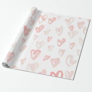 Valentinstag-rosa Aquarell-Herzen Geschenkpapier