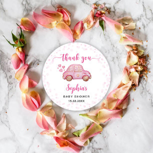 Valentinstag Rosa Auto Baby Shower Runder Aufkleber