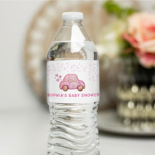 Valentinstag Rosa Auto Baby Shower Wasserflaschenetikett