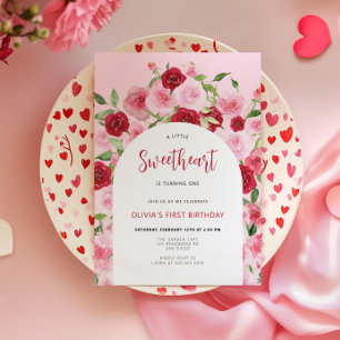 Valentinstag Rosa Blumenbogen Geburtstag Einladung
