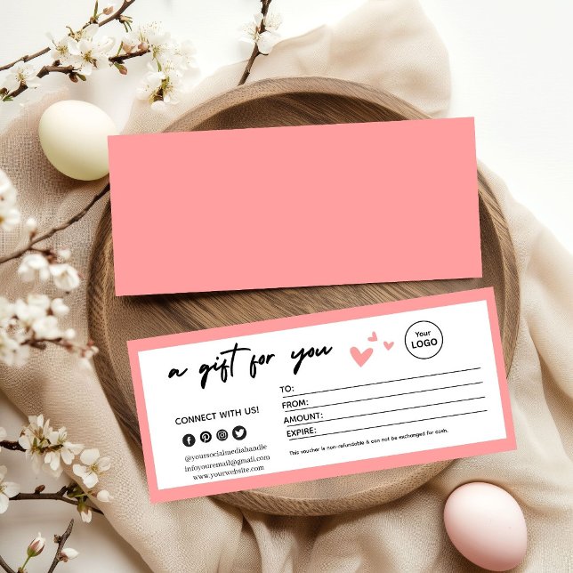 Valentinstag Rosa Elegantes Geschenkgutschein  (Von Creator hochgeladen)