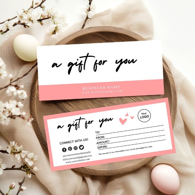 Valentinstag Rosa Elegantes Geschenkgutschein  (Von Creator hochgeladen)