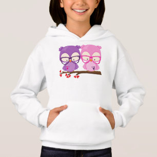 Valentinstag, rosa Eule, Lila Eule, Herz Hoodie