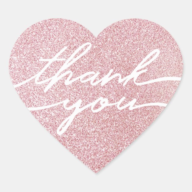 Valentinstag Rosa Faux Glitter Danke Sticker (Vorderseite)