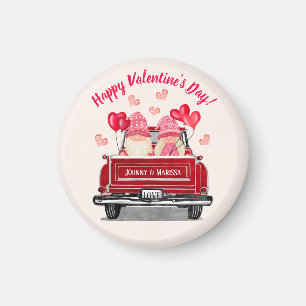 Valentinstag Rosa Gnome Vintage Truck-Liebe Magnet
