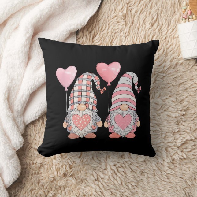 Valentinstag Rosa Herz Couple Gnome Balloons Kissen (Decke)