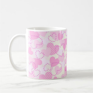 Valentinstag Rosa Herz Hintergrund Kaffeetasse