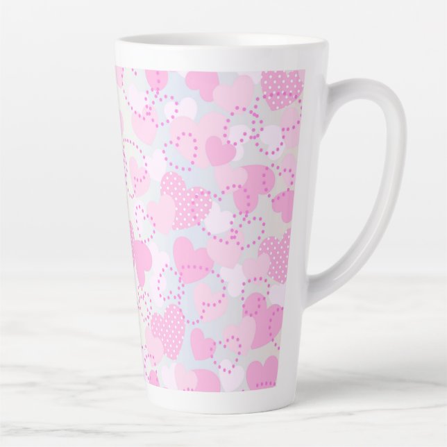 Valentinstag Rosa Herz Hintergrund Milchtasse (Rechts)