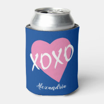 Valentinstag Rosa Herz Kisses Hugs XOXO Blau