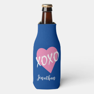 Valentinstag Rosa Herz Kisses Hugs XOXO Blau Flaschenkühler