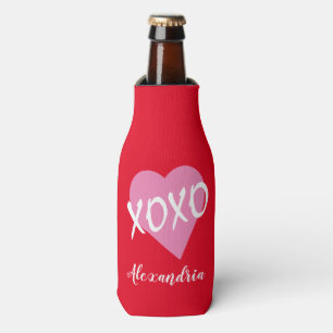 Valentinstag Rosa Herz Kisses Hugs XOXO Rot Flaschenkühler