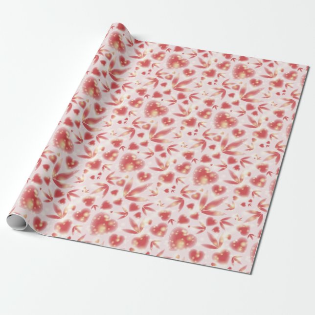 Valentinstag Rosa Herz Shiny Dots Light Geschenkpapier (Ungerollt)