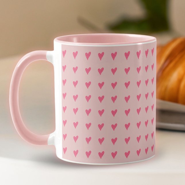Valentinstag, rosa Herzmuster Tasse (Von Creator hochgeladen)