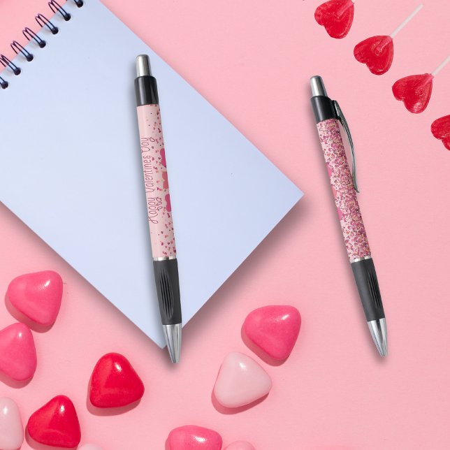 Valentinstag rosa Herzstift Kugelschreiber (Happy Valentine's Day Romantic Pink Hearts pen)