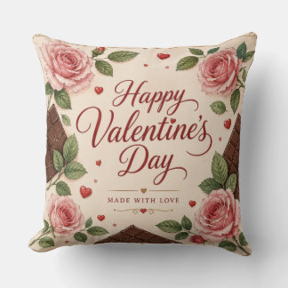 Valentinstag Rosa Rosen Schokoladenriegel Kissen