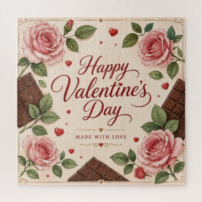 Valentinstag Rosa Rosen Schokoladenriegel Puzzle (Vertikal)