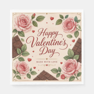 Valentinstag Rosa Rosen Schokoladenriegel Serviette