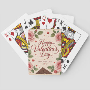 Valentinstag Rosa Rosen Schokoladenriegel Spielkarten