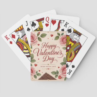 Valentinstag Rosa Rosen Schokoladenriegel Spielkarten