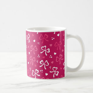 Valentinstag Rosa rote Ribbons Herz Muster Tasse