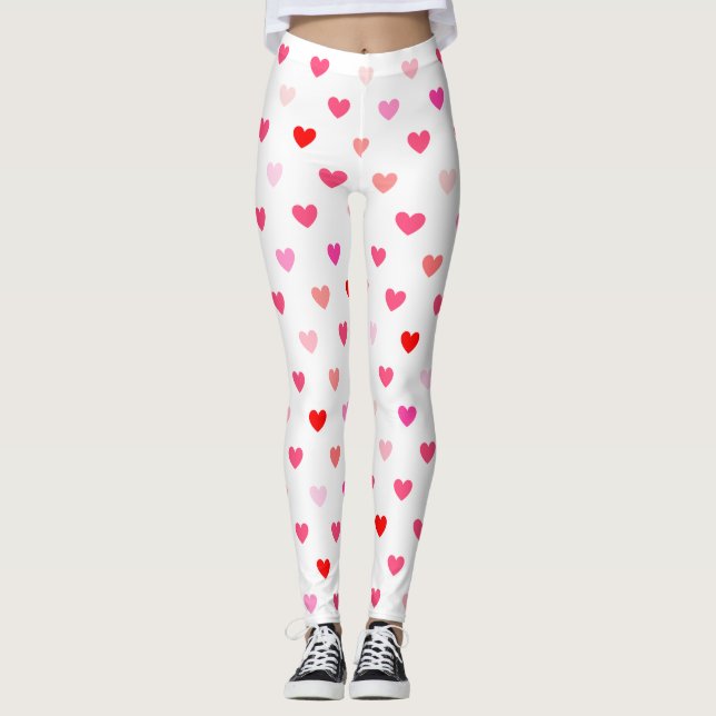 Valentinstag-rosa u. rote Herzen Leggings (Vorderseite)