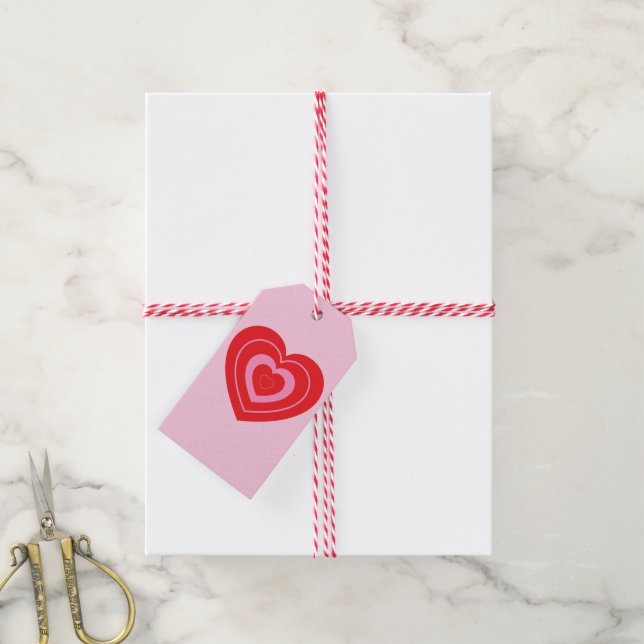 Valentinstag Rosa und Rot Zwei Tonne Herz Geschenkanhänger (Mit Garn)