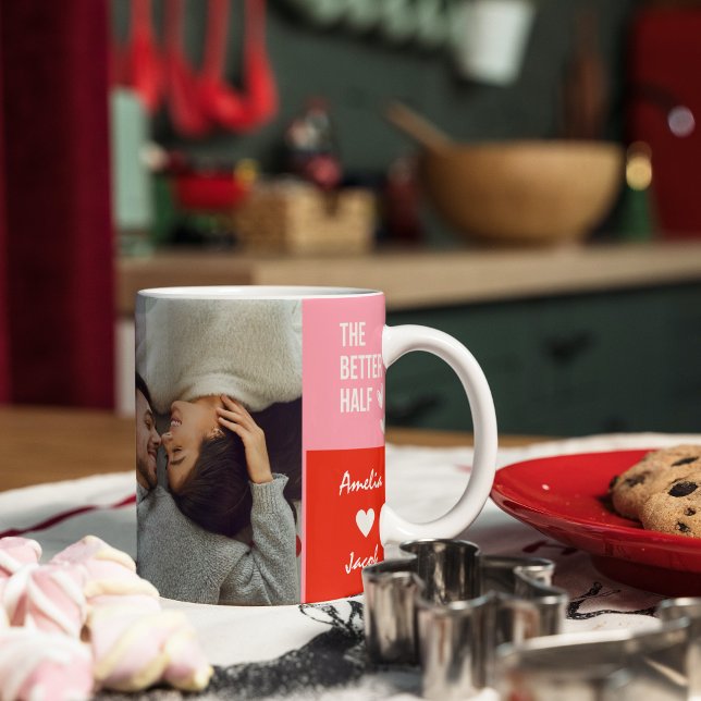 Valentinstag Rosa und rote Herzen Paar Foto Kaffeetasse (Von Creator hochgeladen)