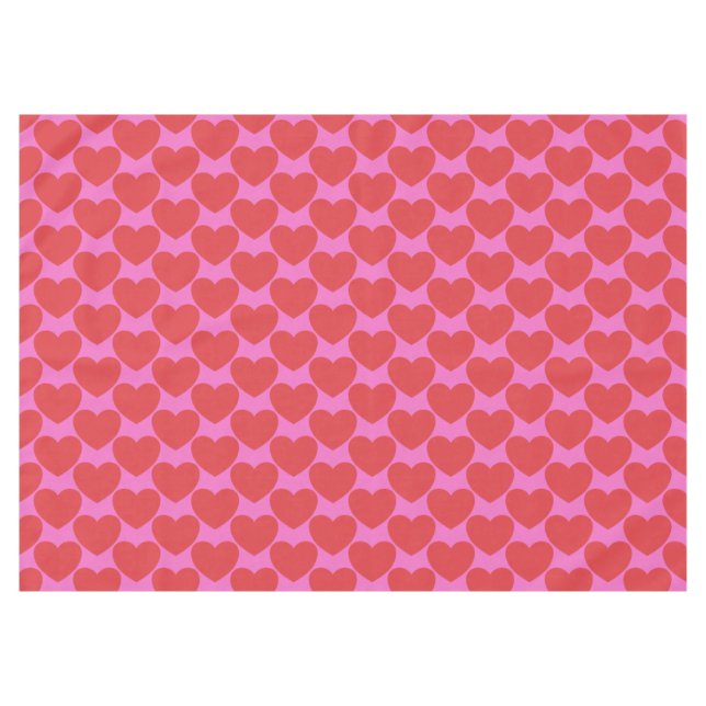 Valentinstag-Rosa und rotes Herz-Muster-Party Tischdecke (Vorderseite (Horizontal))