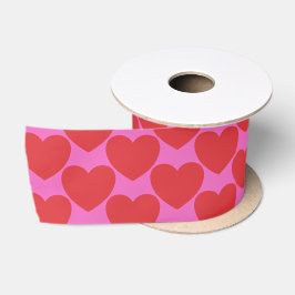 Valentinstag Rosa und Rotes Herz Muster Satinband