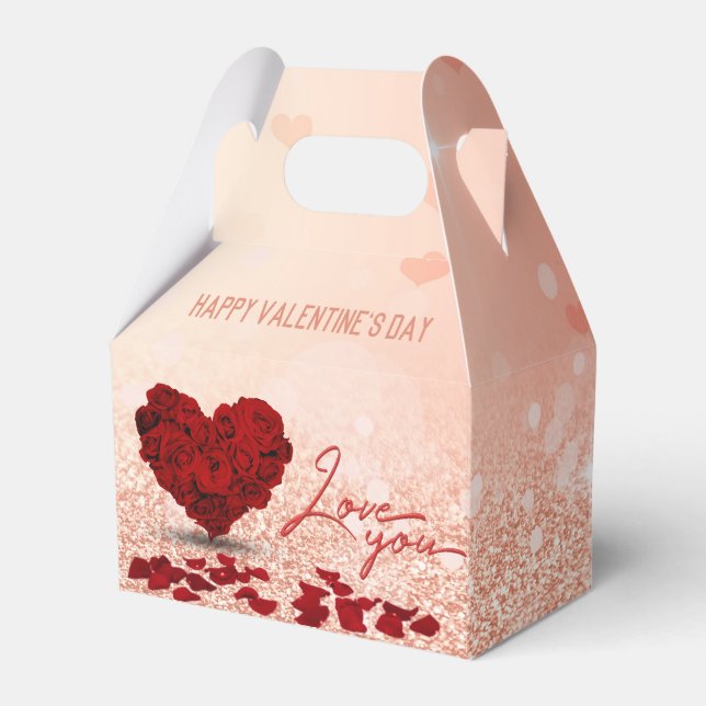 Valentinstag Rose Herz Bouquet Gefallen Box Gable Geschenkschachtel (Vorderseite)