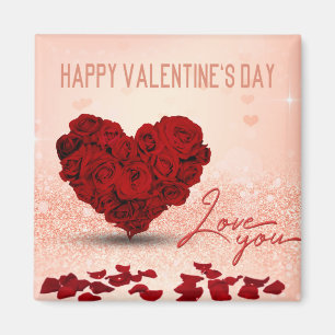 Valentinstag Rose Herz Bouquet - Magnet